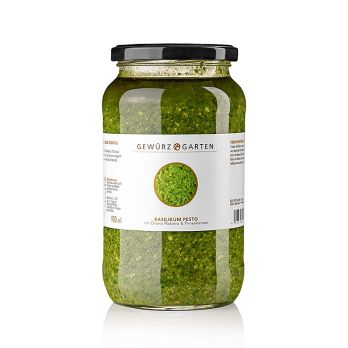 Gewürzgarten Basilikum Pesto, mit Basilikum, Pinienkernen, Grana Padano, 900 ml