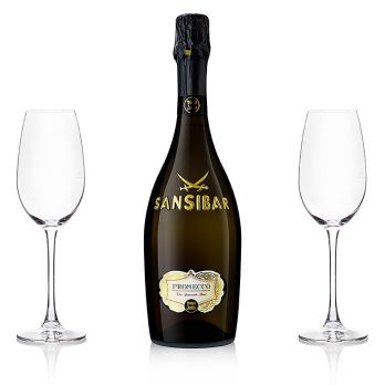 Sansibar´s Best San Simone Prosecco Brut 0,75l + 2 Riedel Champagnergläser, 3 tlg.