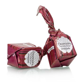 Mini Trüffelpralinen - Dolce d´Alba, extra dunkle Schokolade, ca.7g, schwarz/rot, 2,5 kg