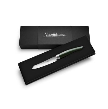 Nesmuk Soul 3.0 Office-/Schälmesser, 90mm, Edelstahlzwinge, Griff Micarta grün, 1 St