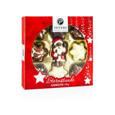 Weihnachts Pralinen - Sternstunde, rot, alkoholfrei, 9 Stück, Peters, 110 g