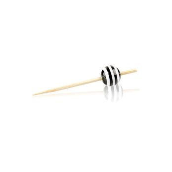 Holz-Spieße, mit Kristallkugel schwarz/weiß gestreift, 5cm, 100 St