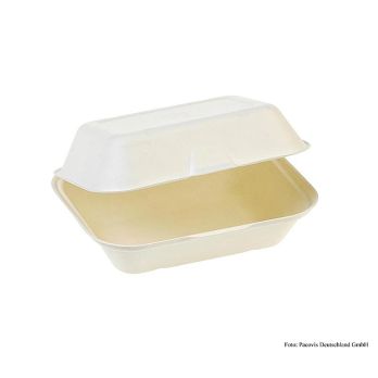 Einweg Naturesse Food Box, Klappdeckel, 23,5x19,5x7,4cm, Zuckerrohr, 250 St