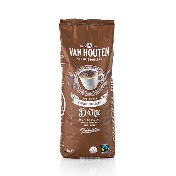 Van Houten Ground Dark Chocolate, Trinkschokoladen Pulver, 1 kg