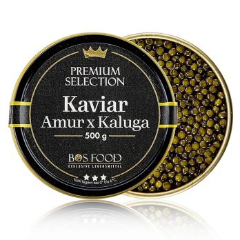 BOS FOOD Premium Selection - Kreuzung Amur x Kaluga, Aquakultur, ohne Konservierungsmittel, China, 500 g