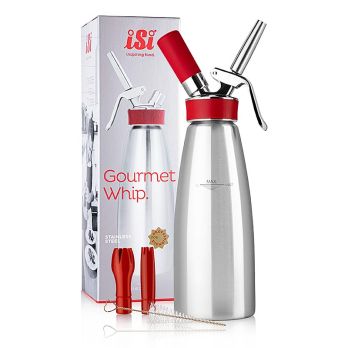 Espuma - Sprayer, iSi Gourmet Whip Plus, komplett, Edelstahl matt, 1 Liter, rot, 1 St