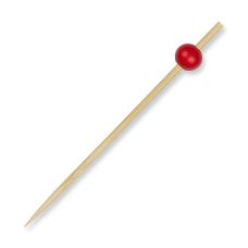 Bambus-Spieße, mit roter Kugel, 12,5cm, 100 St