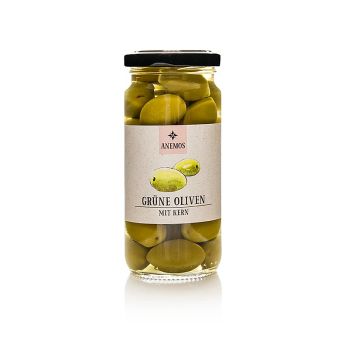 Grüne Oliven, mit Kern, in Lake, ANEMOS, 227 g