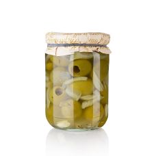 Grüne Oliven, ohne Kern, Gordal, mit Zwiebeln, Torremar S.L., 580 g
