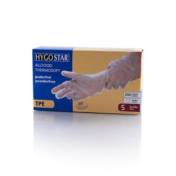 Einweghandschuhe TPE Allfood Thermosoft, transp., S, Hygostar, 200 St