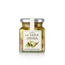 Grüne Oliven, ohne Kern, mit Kräutern (Fine Herbs), Finca La Barca, 130 g