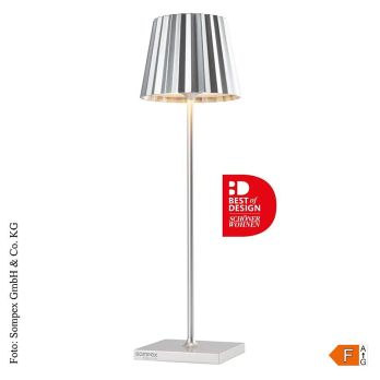 Tischleuchte TROLL 2.0- Outdoor, mit Akku, 38x10x10cm, Alu, silber (78186), 1 St