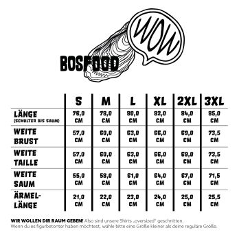  BOS FOOD T-Shirt Auster, Oversized, Farbe Sand, Größe M , 1 St
