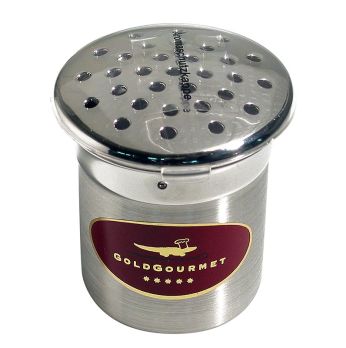 Gold - Edelstahlstreuer für Blattgoldflocken, ø 5cm/6cm hoch, ohne Inhalt, 1 St