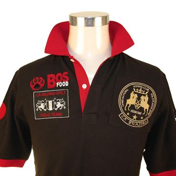 BOS FOOD EDITION Polo-Shirt La Guajiro, Kurzarm, schwarz/rot, Herren Gr. S, 1 St