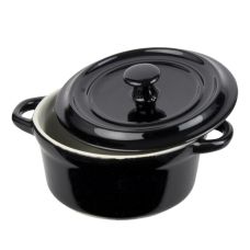 Cocotte aus Keramik, schwarz, mit Deckel, 250 ml, ø 10,5cm, 5 cm hoch, 1 St