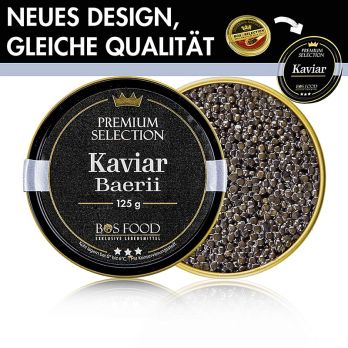 BOS FOOD Premium Selection Kaviar vom sibirischen Stör (Acipenser baerii), Aquakultur China, 125 g