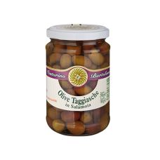 Oliven Mischung, grüne & schwarze Taggiasca-Oliven, mit Kern, in Lake, Venturino, 290 g