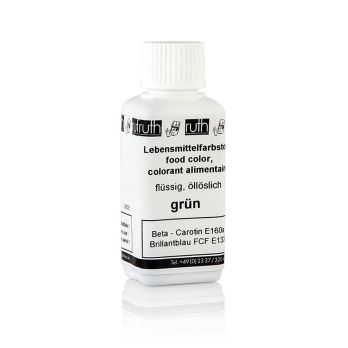 Lebensmittelfarbe, grün, flüssig, fettlöslich, Ruth (7703a), 90 g