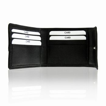 Kreditkartenetui für 6 KK, mit Druckknopf, Stör-/Rinderleder, schwarz, 11x9x2cm, 1 St