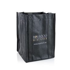 Greenbag Tragetasche für 4 Flaschen, schwarz, mit BOS FOOD - Logo, 1 St