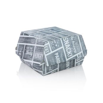 Einweg Burger-Box L, 120x120x100mm, Pappe, Kreide Konzept, 400 St