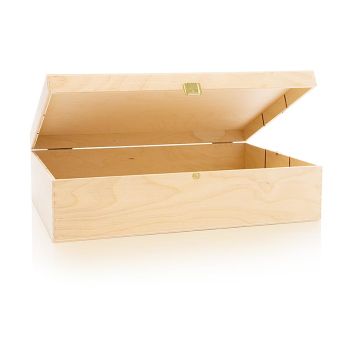 Wein Präsentverpackung Holzkiste mit Scharnierdeckel, 3er, 370x258x98mm, 1 St