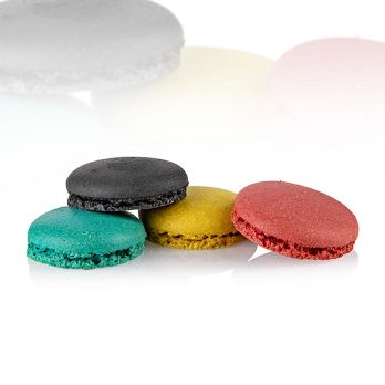 Macarons Mischung 2 (je 96 x Schwarz, Cassis, Zitrone, Türkis), ca. Ø3,5cm, 921 g, 384 St