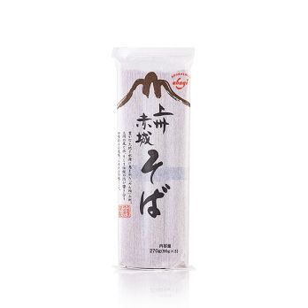 Soba Nudeln, mit Buchweizen- und Weizenmehl, dunkel, 1mm, 20cm lang, Akagi Joshu, 270 g
