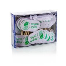 Holz-Spieße, mit Schild, mit Aufschrift Vegan, 8cm, 100 St