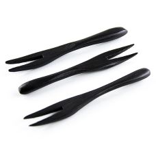 Mehrweg Bambusgabel, schwarz, 9cm, spülmaschinenfest, 100 St