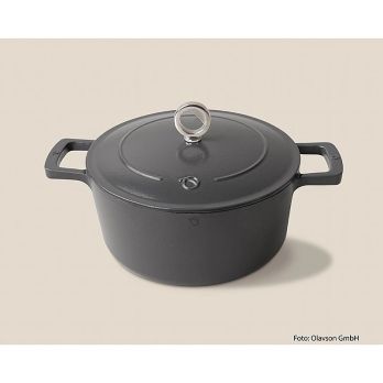Olavson Gusseisen Bräter Grau, m. Deckel, emailliert, 24cm, f. alle Herdarten, 1 St