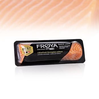 Lachs Back-Loin ½, Pre-Rigor, Sashimiqualität, FROYA, Norwegen, 180 g