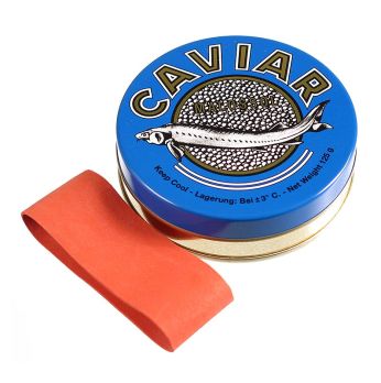 Kaviardose - dunkelblau, mit Verschluss-Gummi, ø 8 cm,  für 125g Kaviar, 1 St