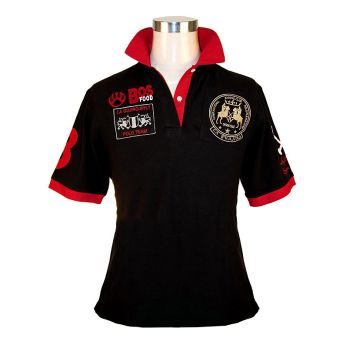 BOS FOOD EDITION Polo-Shirt La Guajiro, Kurzarm, schwarz/rot, Damen Gr. L, 1 St