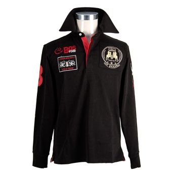 EDITION BOS FOOD Polo-Shirt La Guajiro, Langarm, schwarz/rot, Herren Gr. S, 1 St