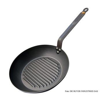 deBUYER Mineral B Element Eisenpfanne mit Grillboden, ø 32cm, 4,2cm hoch, 1 St