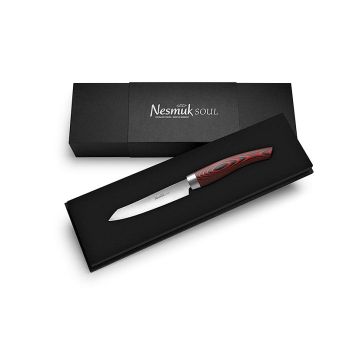 Nesmuk Soul 3.0 Office-/Schälmesser, 90mm, Edelstahlzwinge, Griff Micarta rot, 1 St