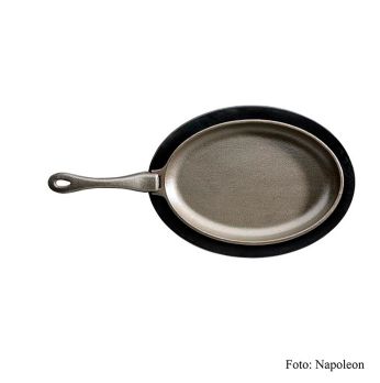 Napoleon Grillzubehör - Gusseisen Ovalpfanne, abnehmb. Griff, Silikonuntersatz, 3 tlg.