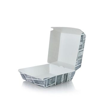 Einweg Burger-Box M, 115x115x70mm, Pappe, Kreide Konzept, 300 St