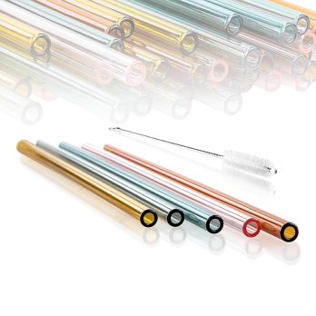 Glas-Trinkhalme, gerade & bunt, ø8mm (1,5mm Wand), 21cm, 50 St