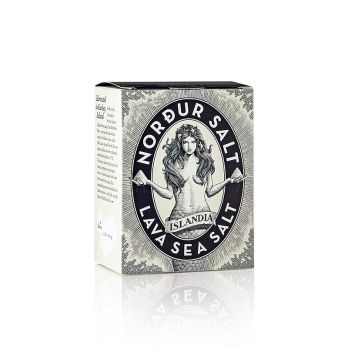 NORDUR isländische Salzflocken, LAVA (schwarzes Salz mit Kohle), Dekorsalz, 100 g