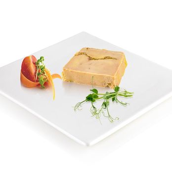 Entenstopfleberblock, Foie Gras, mit Feige, Trapezschale, Rougie, 180 g
