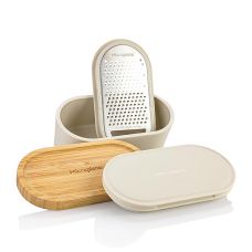 Microplane Handreibe grob, mit Behälter Kashmir weiß + Bambus (34300), 1 St