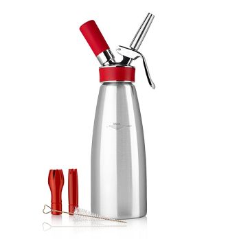 Espuma - Sprayer, Gourmet Whip Plus, komplett, Edelstahl matt, 1 Liter, rot, 1 St
