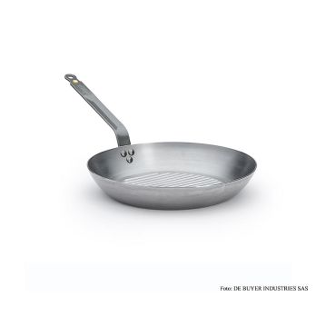 deBUYER Mineral B Element Eisenpfanne mit Grillboden, ø 32cm, 4,2cm hoch, 1 St