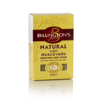 Muscovado Zucker, hell, Roh-Rohrzucker, Karamellnoten, Billington´s, 500 g