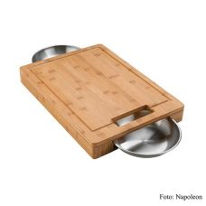 Napoleon Grillzubehör - PRO Holz-Schneidebrett, 2 Edelstahlschalen, 46x33x5,5cm, 1 St