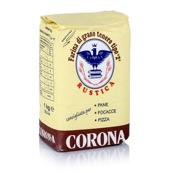 Dunkles Weizenmehl, Farina rustica, für Brot, Focaccia und Pizza, Corona, 1 kg