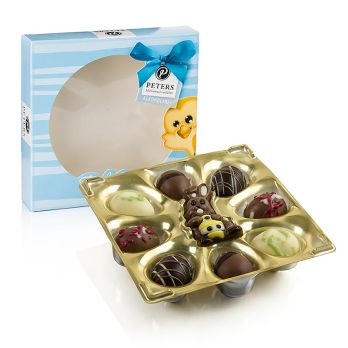Oster Pralinen Frohe Ostern + Relieffigur, alkoholfrei, Peters, 110 g